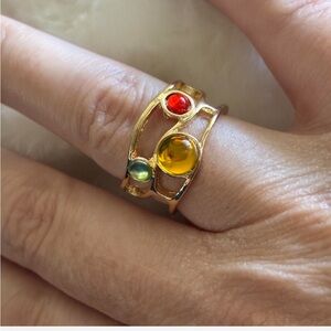 Faux Moonstone Ring 7.5, adjustable